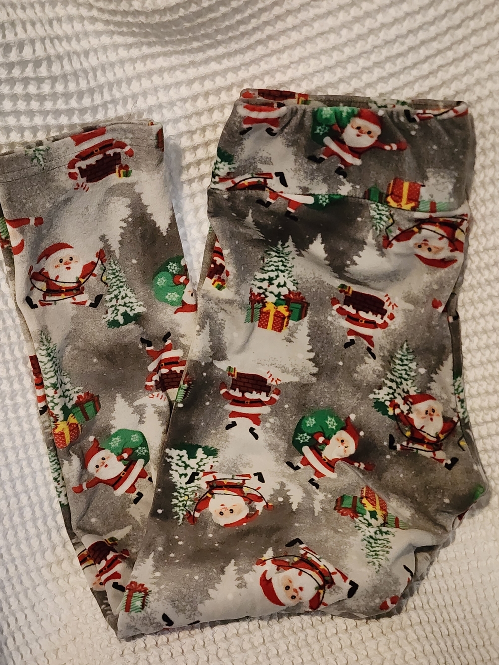 Gray Holiday Santa Leggings